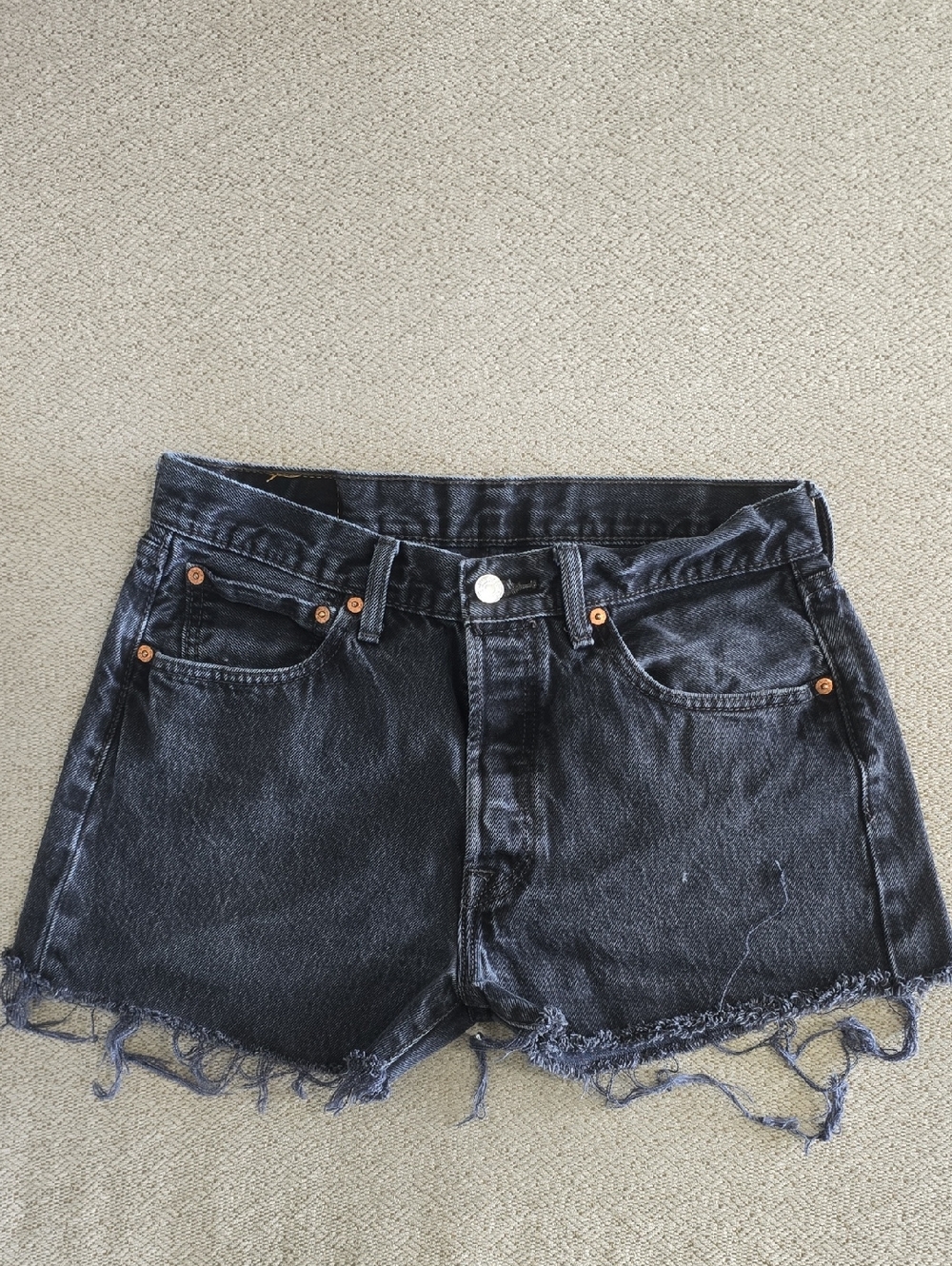 Levi's 501 Black Button Fly Cut Off Jean Shorts - Size 32